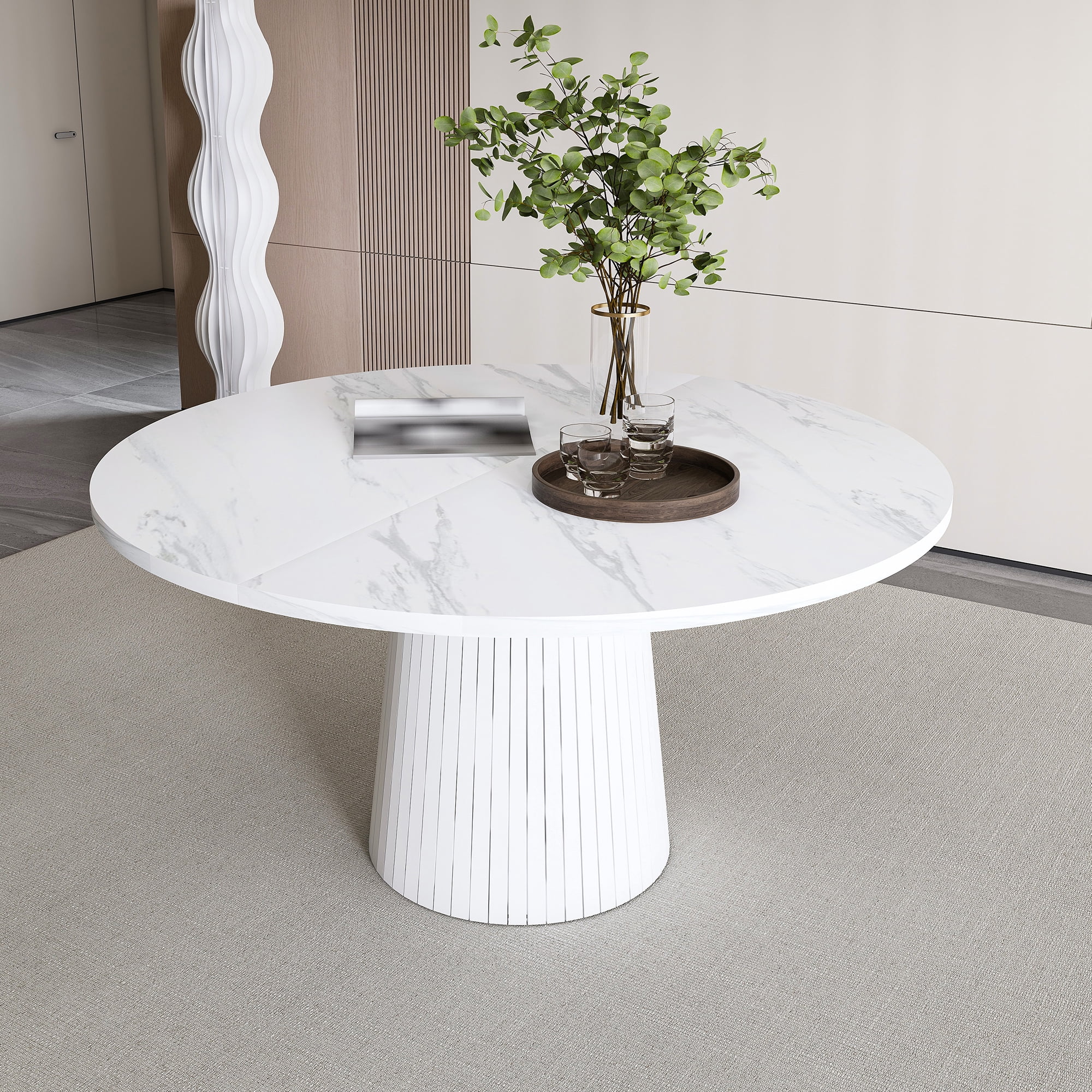 YIYADO 47 inch Round MDF Dining Table for 4, Modern Farmhouse Kitchen ...