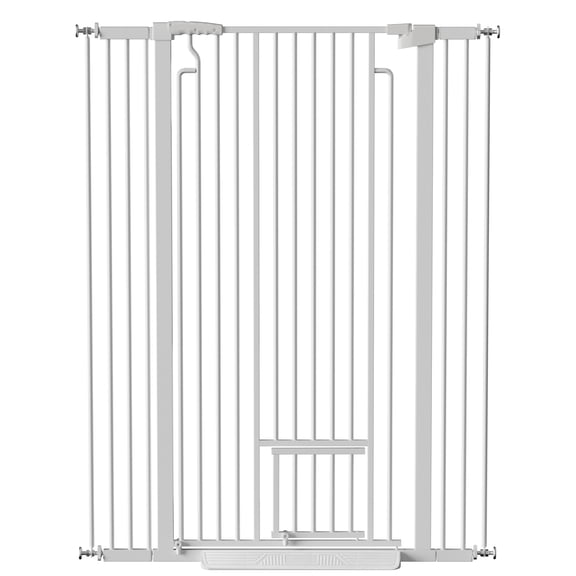 YIYADO 53.15" Extra Tall Cat Gate, 29.53"-40.16" Adjustable Pressure Mounted Pet Gate with Small Cat Door, Auto-Close Safety Gate for Cats & Dogs, White