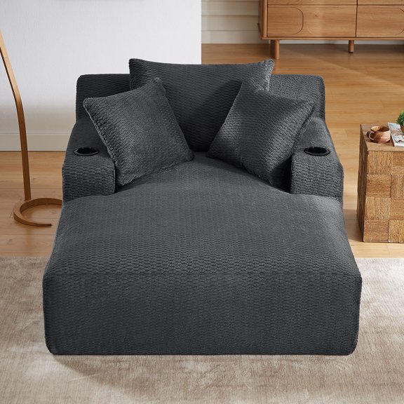 YIYADO 59-Inch Extra Large Recliner Indoor Sofa Bed, Armrests, Comfortable and Fluffy Reading Sofa, No Need to Assemble the Sofa Bed, Suitable for Living Room, Bedroom, Office, Gray