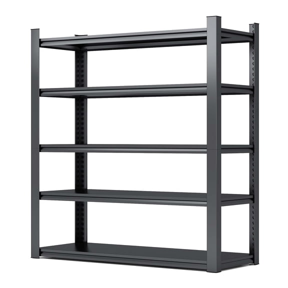 YIYADO 78"H 5-Tier Metal Storage Shelves, 2000LBS Heavy Duty Adjustable Garage Shelving Unit, 47.2"W x 18"D Black Utility Rack, DIY Splitable Storage Shelf for Garage Warehouse Home