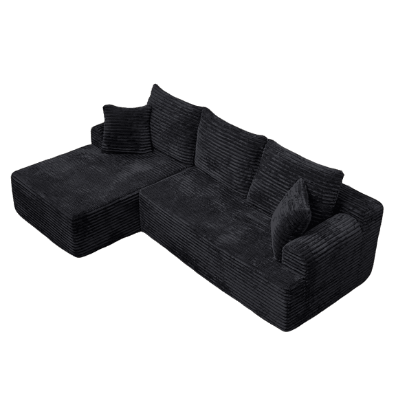 YIYADO 96" Frameless Boneless Cloud Sectional Sofa, L-Shaped Chaise Soft Couch, Vacuum Compressed Multi-Functional Floor Sofa, No Assembly Required for Living Room Bedroom, Black Left Corner