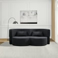 thumbnail image 1 of YIYADO Folding Sofa Bed, Teddy Velvet Fabric, Sponge Structure and Spring-Wrapped Support, 3-Layer Multi-Functional Design, No Assembly Required, Black, 1 of 5
