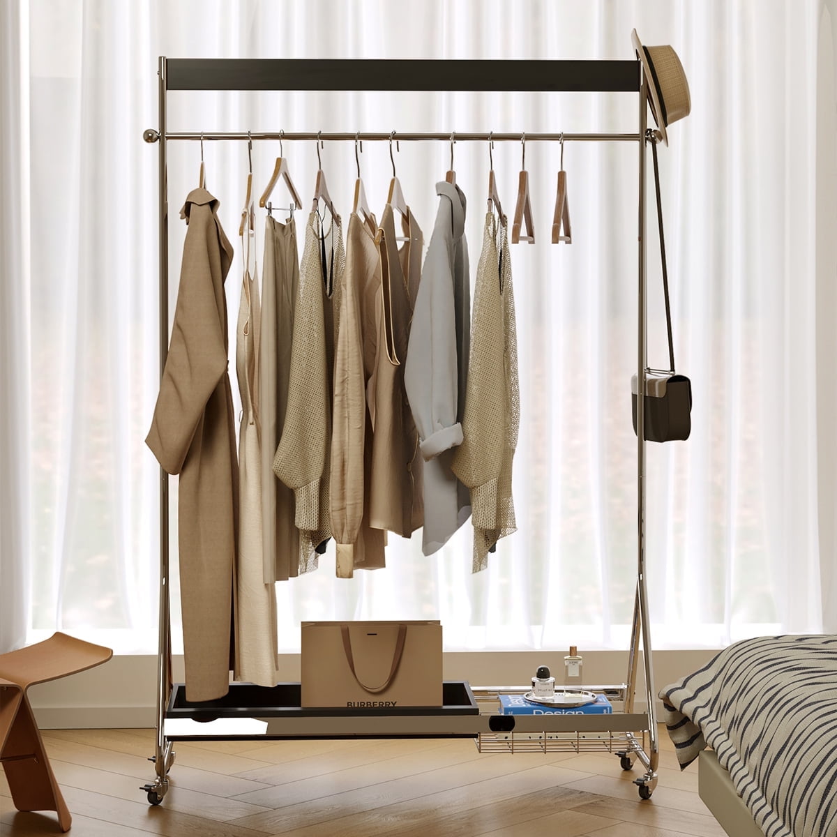 YIYADO Freestanding Clothes Rack, Vintage Hat Rack, Portable Stainless ...