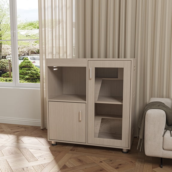 YIYADO Guinea Pig Cages,4-Tier Hamster Cage Wood with Storage Cabinet, House for Rat Chinchilla, Openable Top, Acrylic Windows, Living World Deluxe Habitat X-Large