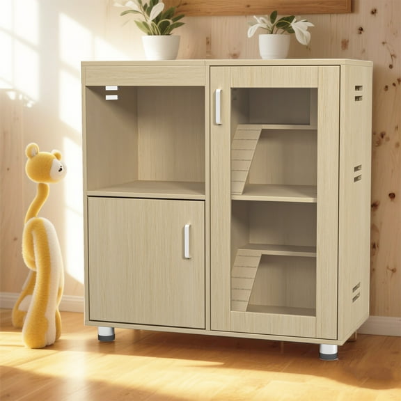 YIYADO Guinea Pig Cages,4-Tier Hamster Cage Wood with Storage Cabinet, House for Rat Chinchilla, Openable Top, Acrylic Windows