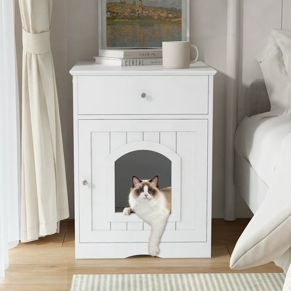 YIYADO Indoor Wooden Cat Litter Box, Can Be Used As A Drawer, Side Table, Pet Box, Bedside Table, Etc