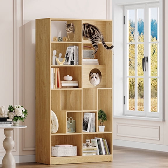 YIYADO Indoor cat climbing frame, cat bed with storage function, cat climbing frame and bookshelf in one.