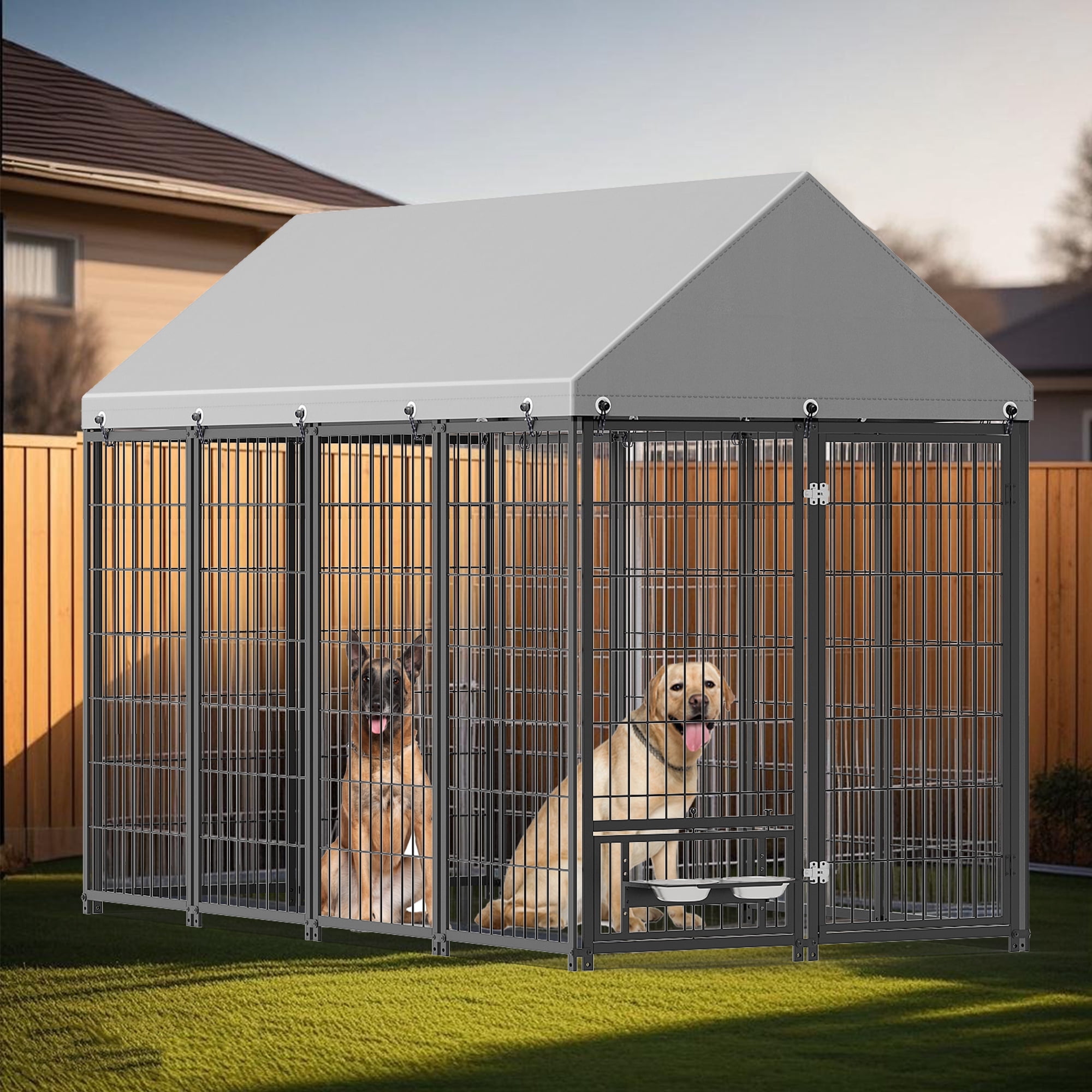 View of YIYADO Large Dog Kennel Outdoor Pet Pens Dogs Run Enclosure Animal ...