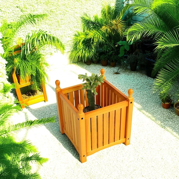 YIYADO Outdoor Flower Pots, Wooden, Square, Vegetable Containers, Potted Plants