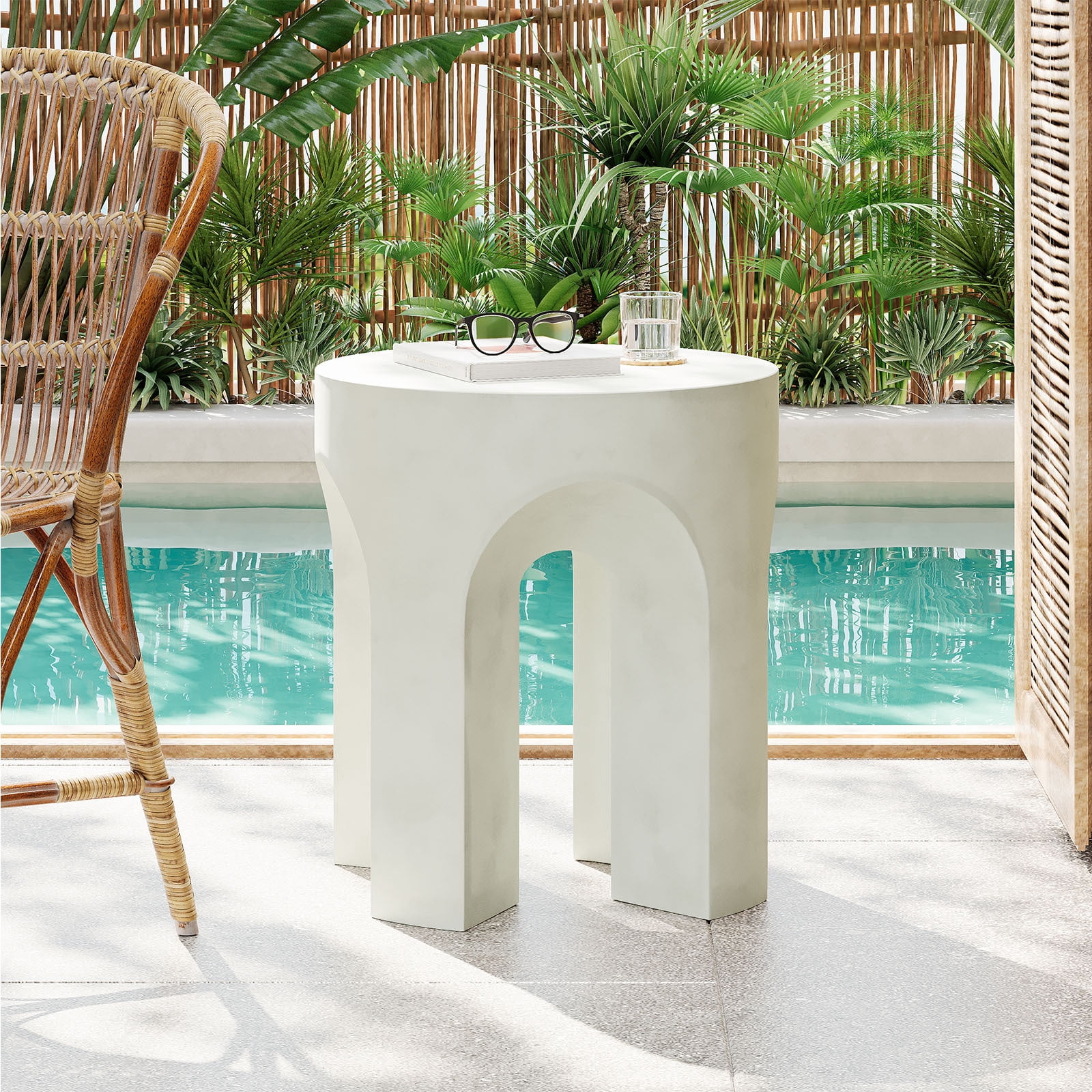 YIYADO Outdoor MGO Dome Side Table/End Table, Decorative Table for ...