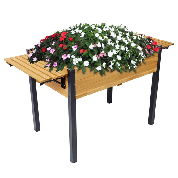 YIYADO Outdoor Planter, Elevated Metal Planter, Foldable, Plantable, with A Planting Depth of 7 Inches