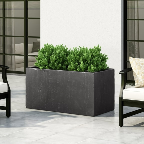 YIYADO Outdoor Planter, Magnesium Oxide, Square, Lightweight Concrete, Stone Design, No Assembly Required