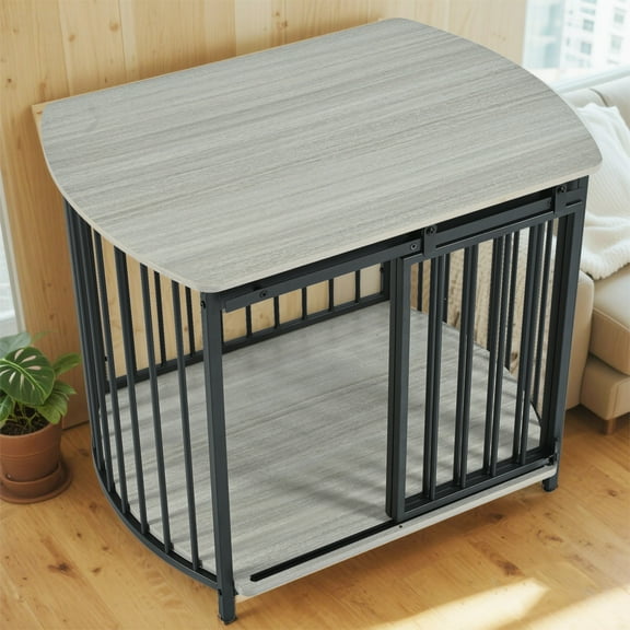 YIYADO Wooden dog crate, pet villa for small and medium-sized dogs, indoor small dog house, 31.5 inches, Gray