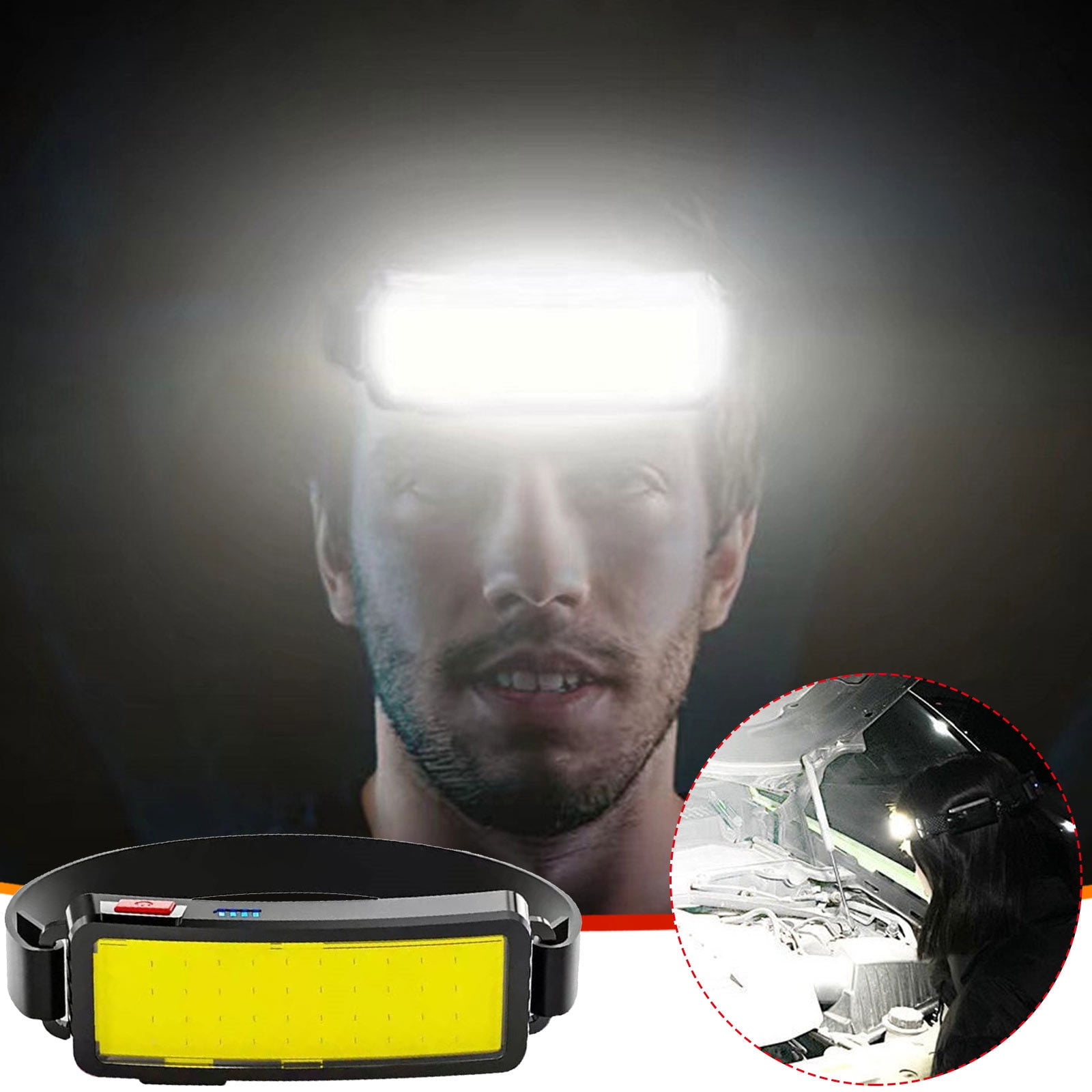 YIYEFU Rechargeable Flashlight with 2 LED Lights Outdoor Red Light