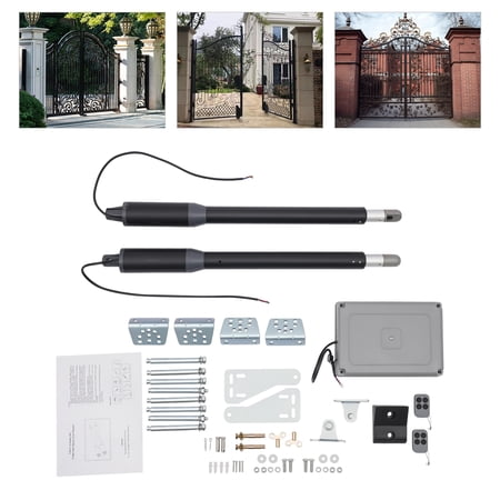 YIYIBYUS 110V Automatic Dual Swing Gate Opener Electric Arm Dual Swing Door Opener Sliding Gate Opener W/ Remote Control