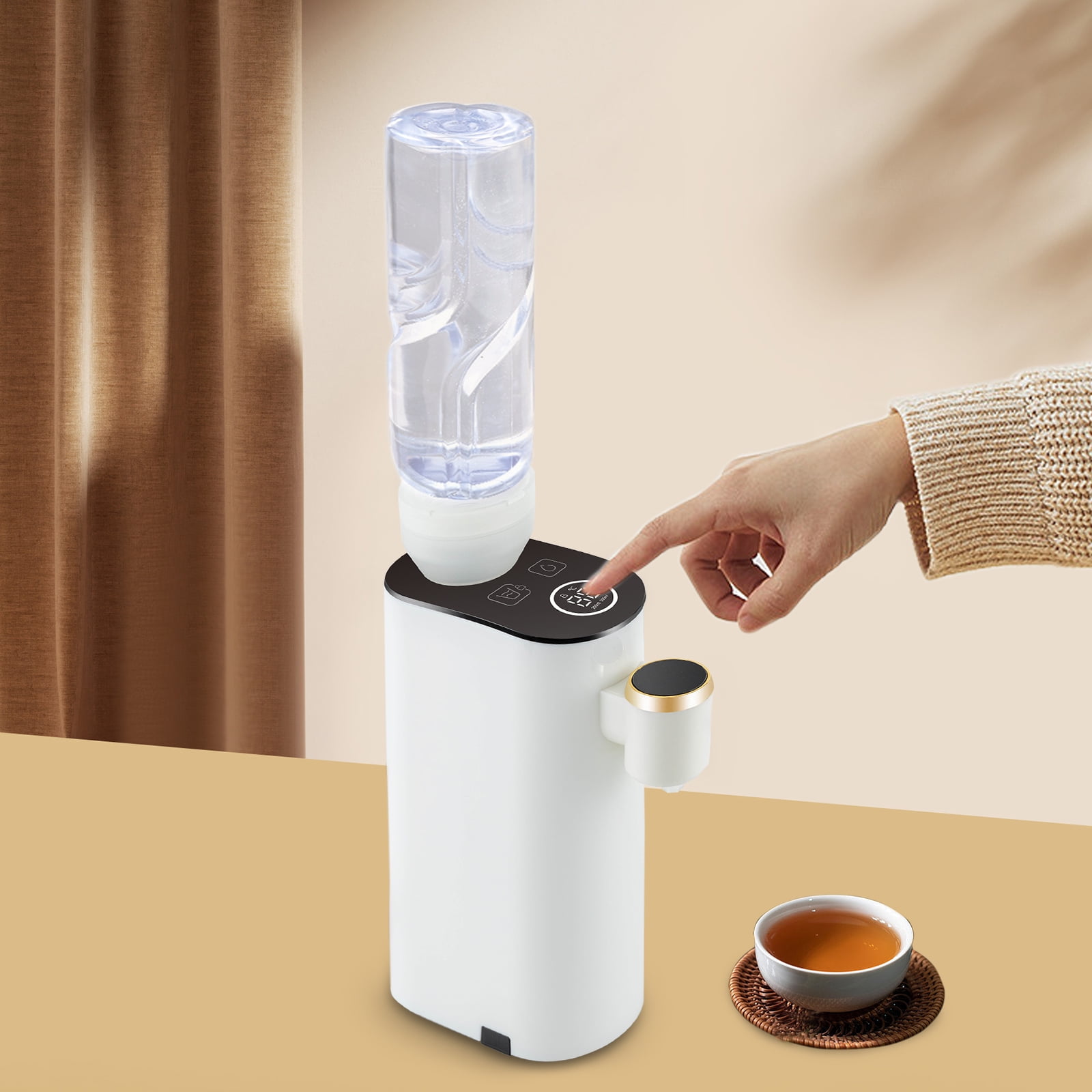 YIYIBYUS 1500W Instant Hot Water Dispenser Portable Mini Desktop Water Bottle Pump Baby Bottle Warmer Water Warmer for Travel, Hotel , 5 Temperature Settings