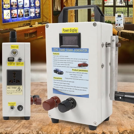 YIYIBYUS 150W Electric Portable Hand Crank Generator with Lithium Battery, Easy to Use for Emergency Power Supply