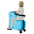 thumbnail image 1 of YIYIBYUS 20 Inch Blue Children's Suitcase Kids Ride-On Suitcase Spinner Luggage Kids Trunk for 1-6 years old, 1 of 10