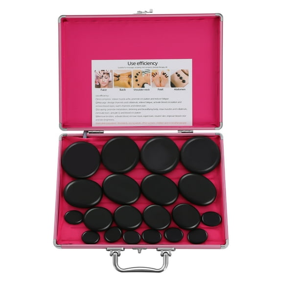 YIYIBYUS 20 Pcs Hot Stones Massage Set Portable Volcanic Rock Basalt Rock Hot Stone for Massage Therapy with Box