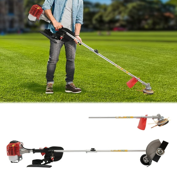 YIYIBYUS 26cc Gas Powered Weed Eater 2-Stroke Cordless Weed Wacker Detachable String Trimmer with 2 Blade Heads, Handle & Shoulder Strap