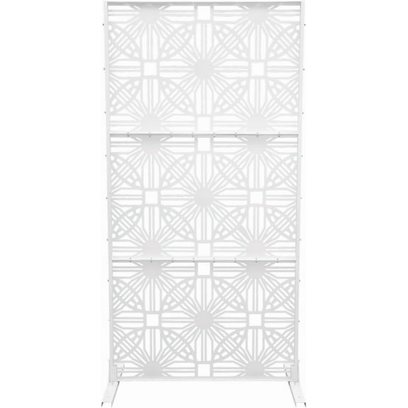 YIYIBYUS 3 Ft W X 6 Ft H Outdoor Privacy Fence Screen and Panels, Decorative Fence Panels, Metal Fence Privacy Screens for Patio, Garden, Balcony, Porch Black (White-Flower Shape), YLYOR5E6WDZJ8-RG