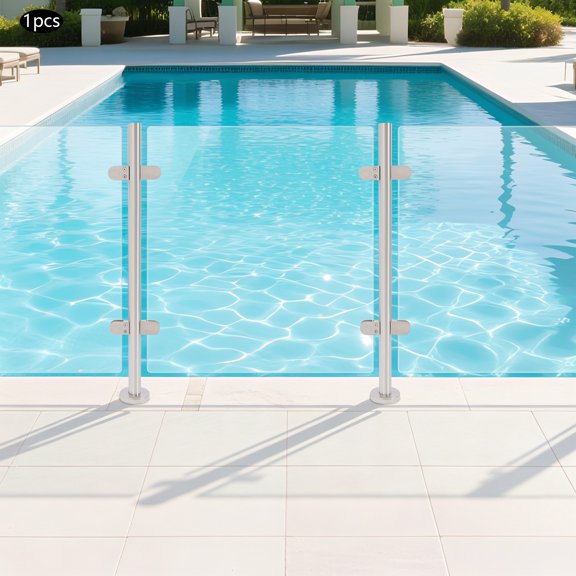 YIYIBYUS 35.43" Glass Railing Post, 304 Stainless Steel Stairs Railing Post, Railing Post Glass Panels Mounting Brackets for Pool Fence Garden Balcony(Corner Post)