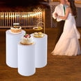 thumbnail image 1 of YIYIBYUS 3Pcs Cylinder Metal Pedestal Stand White Cake Plinths Backdrop Flower Column Dessert Table for Party Wedding Birthday Decor, 1 of 20