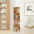 thumbnail image 1 of YIYIBYUS 4 Tier Rotating Bookshelf, 360 Display Rotating Bookcase Corner Storage Rack Solid Wood Organizer Display Bookshelf, 1 of 12
