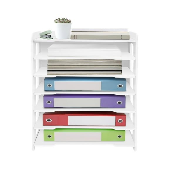 YIYIBYUS 7 Tier Desktop File Organizer PVC Literature Organize Rack Paper Sorter Holder for Home Office School Classroom Supplies