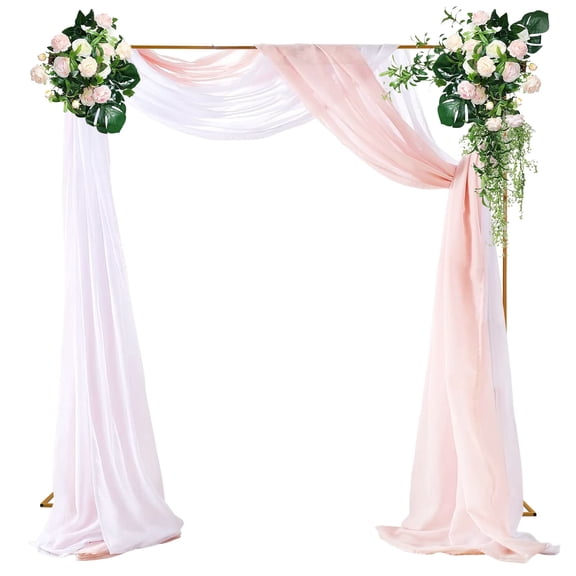 YIYIBYUS 9.8x9.8 FT Wedding Arch Backdrop Stand, Gold Adjustable Wedding Arches for Ceremony Square Metal Arch Party Frame