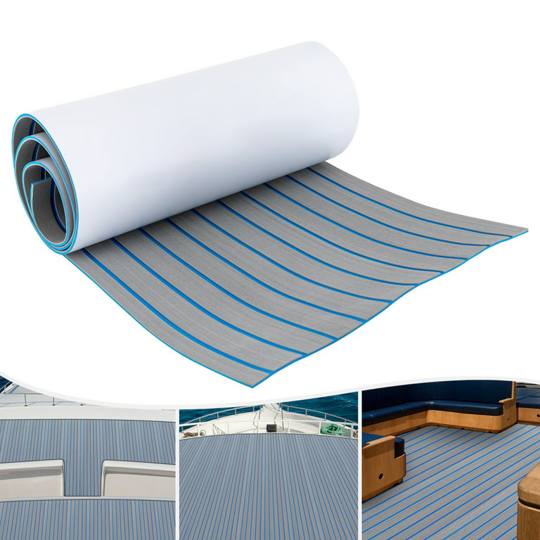Yiyibyus 95 inch x 24 inch Boat Flooring Eva Foam Decking Sheet Marine Mat Faux Teak Carpet for RV Yacht Kayak Non-Slip Self-Adhesive Gray, Size: 240*
