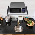 thumbnail image 1 of YIYIBYUS Aluminum Microwave Oven Rack, Microwave Oven Wall Rack, Wall Mounted Microwave Oven Rack for Kitchen Bowls Cups Spice Jars Load Capacity 110.23lbs Black, 1 of 21