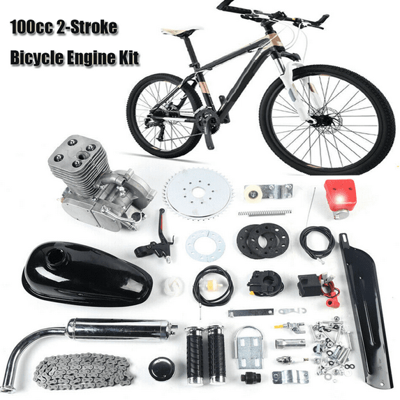 YIYIBYUS Bike Engine Motor Kit 100cc 2 Stroke Gasoline Petrol Motorized Bicycle Motor Full Set CDI Ignition 44 Tooth Sprocket