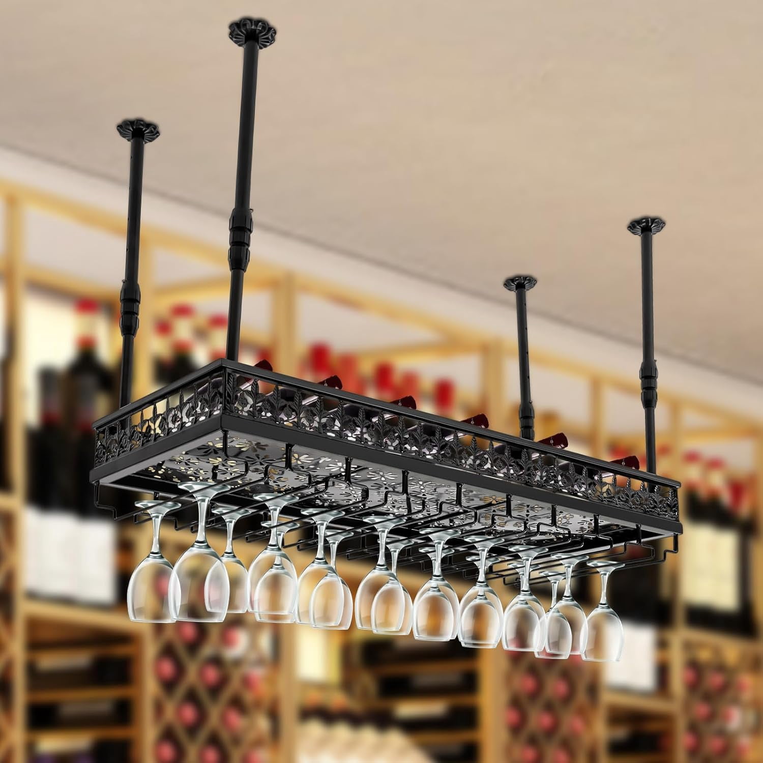 YIYIBYUS Ceiling Wine Glass Rack,Wine Rack Storage Glass Holders ...
