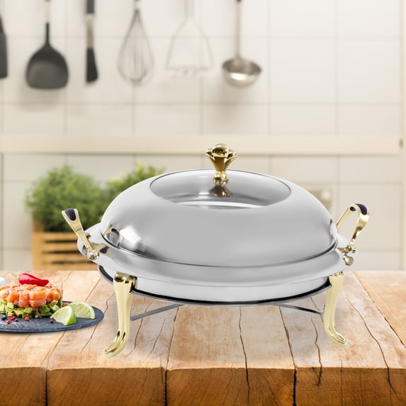 YIYIBYUS Chafing Dish Round Buffet Warmer Tray Pan with Chafing Fuel Holder for Kitchen Party Dining Buffet, Stainless Steel