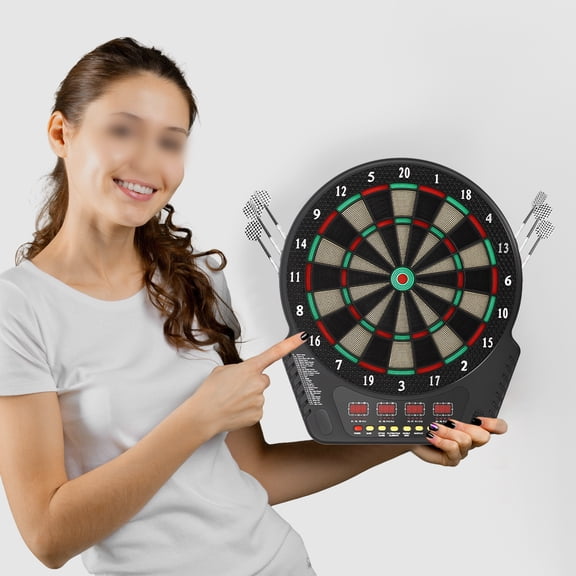 YIYIBYUS Electronic Tip Dartboard Cabinet Set with 6PCS Darts Innovative Electronic Dart Board Soft Tip Dartboard Set for Game Room 27 Games with 243 Variants Colorful LED