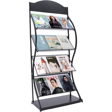 YIYIBYUS Floor Standing Magazine Rack Holder Organizer, Brochure Magazine Catalog Literature Display Holder Rack, Elegant Design Rack for Home, Office and Retail Store (WHITE)