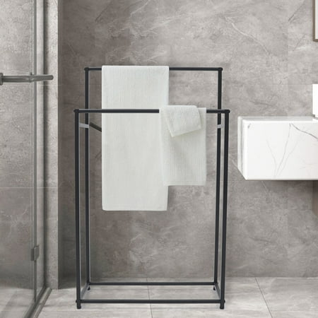 YIYIBYUS Freestanding Towel Rack 2 Tiers Towel Racks Metal Towel Holder Stand Organizer for Bathroom, 23.6 x 8.7 x 39.4 Inch