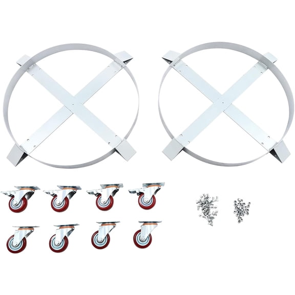 YIYIBYUS Gallon Drum Dolly, Heavy Duty Steel Dolly 1200lbs Load Capacity, 55 Gal Barrel Dolly Cart Drum Caddy with Steel Frame 4 Swivel Casters Wheel, Non Tipping Hand Truck Dollies (2 PCS)