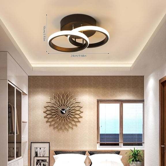 YIYIBYUS LED Flush Mount Ceiling Light Night Light, Double Dome Ceiling Light 18W, Round Flat Panel Light, Ceiling Light Fixture for Dining Room, Bedroom, Kitchen