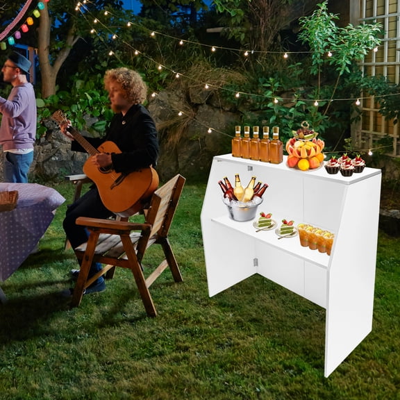 YIYIBYUS Portable Foldable Bar Freestanding Event Bar Bar Cabinet Wine Sideboard 47.75*19.5*42.75in White