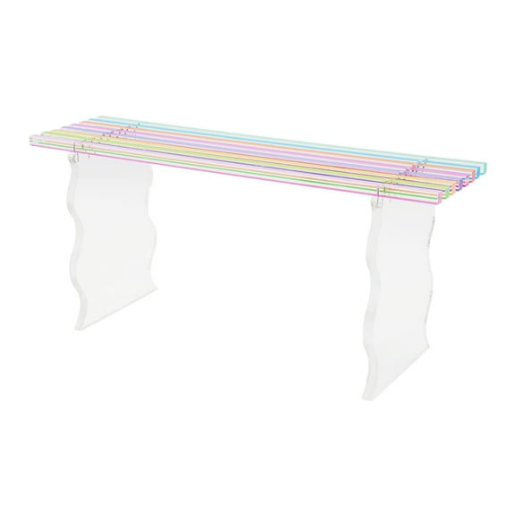 YIYIBYUS Rainbow Color Acrylic Bench 35.4Inch Clear Thickened Entryway Bench Entryway Decoration Shoe Bench