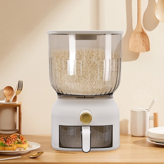 YIYIBYUS Rice Dispenser, Large Sealed Grain Storage Container with Rice Cup Food Dispenser Kitchen Organizer for Rice, Beans, Grains, Cereal Dry Food, Small Pantry Food,Square