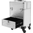thumbnail image 1 of YIYIBYUS Rolling Makeup Train Case, Durable Large Capacity Makeup Trolley Organizer w/Wheels, Professional Manicure Storage Case Rolling Nail Case W/lock (Pink), 1 of 18