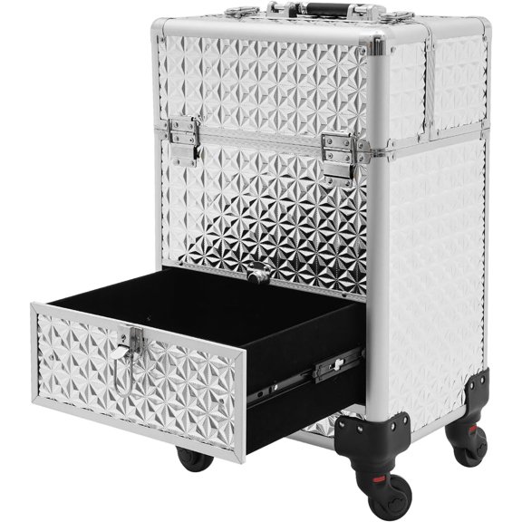 YIYIBYUS Rolling Makeup Train Case, Durable Large Capacity Makeup Trolley Organizer w/Wheels, Professional Manicure Storage Case Rolling Nail Case W/lock (Pink)