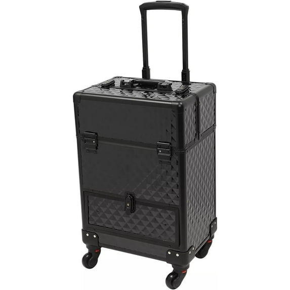 YIYIBYUS Rolling Makeup Train Case, Durable Large Capacity Makeup Trolley Organizer w/Wheels, Professional Manicure Storage Case Rolling Nail Case W/lock (Pink)