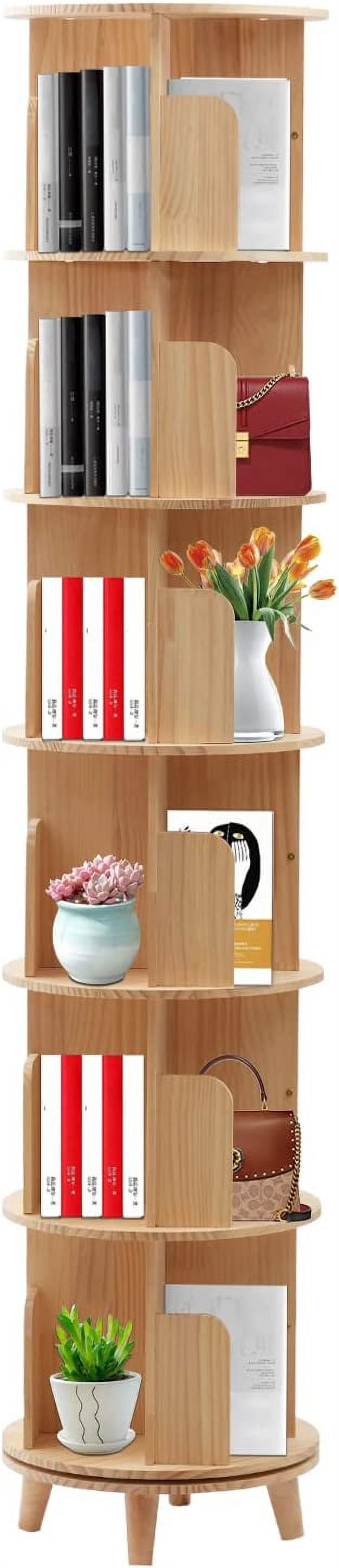 YIYIBYUS Rotating Bookshelf 360 Display 6 Tier Floor Standing Bookcase ...