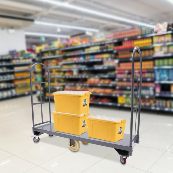 YIYIBYUS U-Boat Platform Truck Dolly 64.6Lx15.7H U-Boat Steel Cart with Removable Handles,2000lbs Capacity