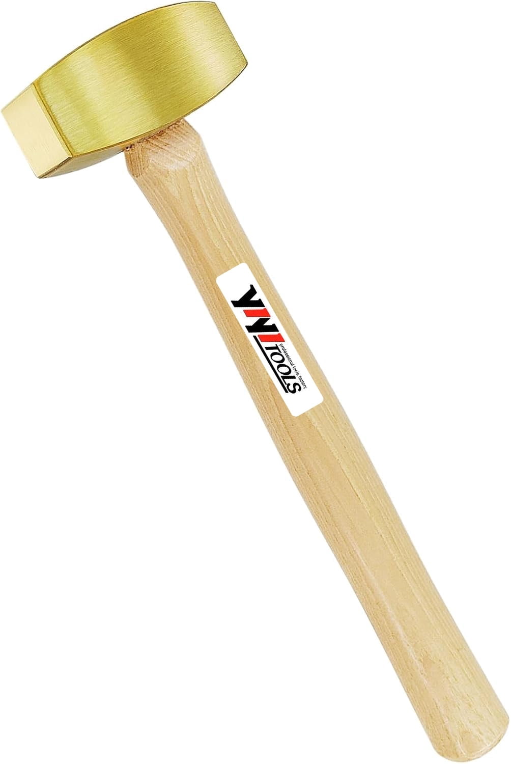 YIYITOOLS 2lb Solid Brass Non-Sparking Mallet Hammer, Hickory Wood Handle