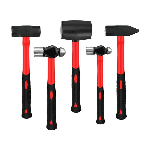 Yiyitools 5-Piece Multi-Function Hammer Set with Fiberglass Handles